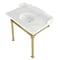 Kingston Brass 36 Carrara Marble Console Sink with Stainless Steel Legs, Marble WhiteBrushed Brass LMS36MOQ7 - alternate 1